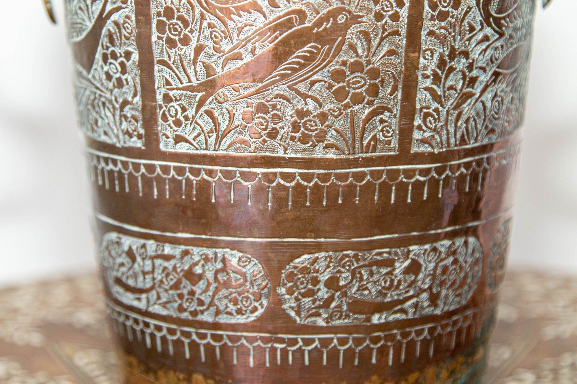Antique Middle Eastern Islamic Copper Vase with Handles