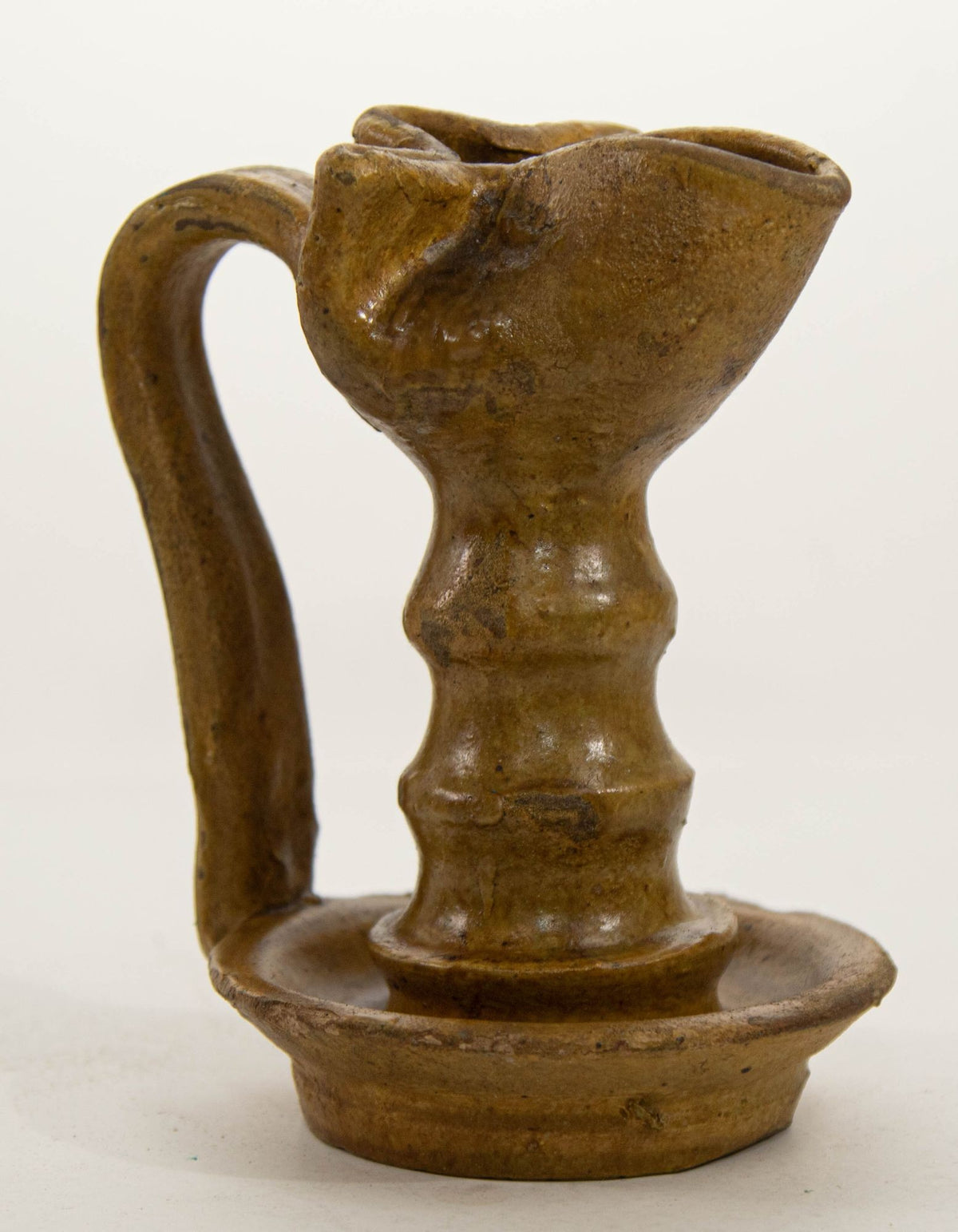 Antique Islamic Persian Nishapur Style Ceramic Glazed Oil Lamp