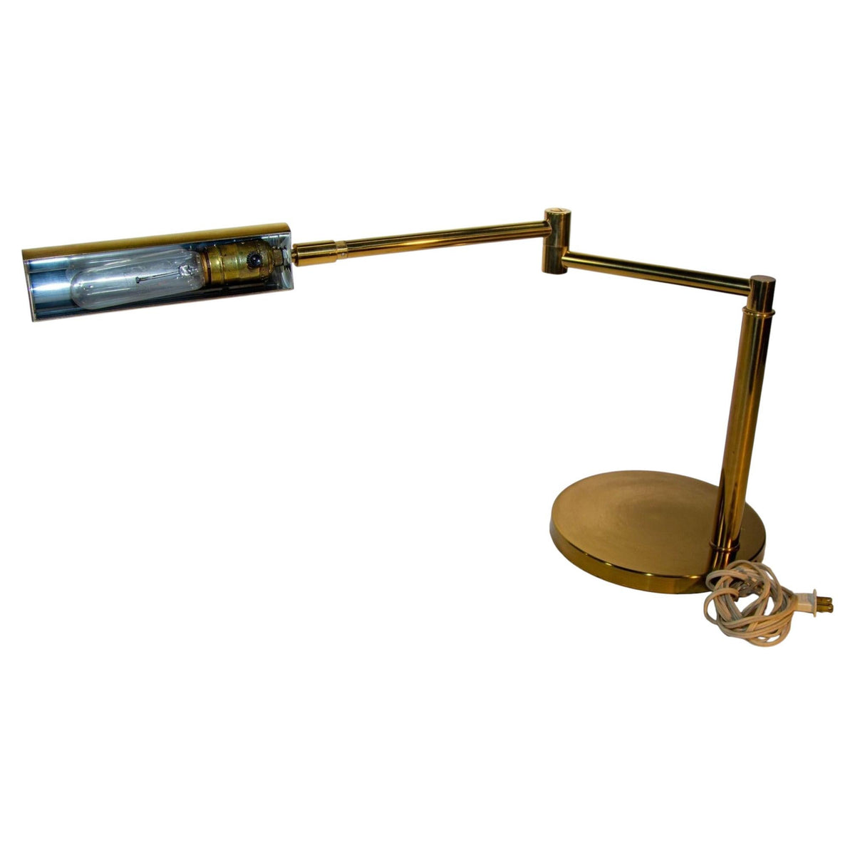 Koch & Lowy Brass Swing Table Lamp, Mid-Century Modern, USA, 1970s — United States
