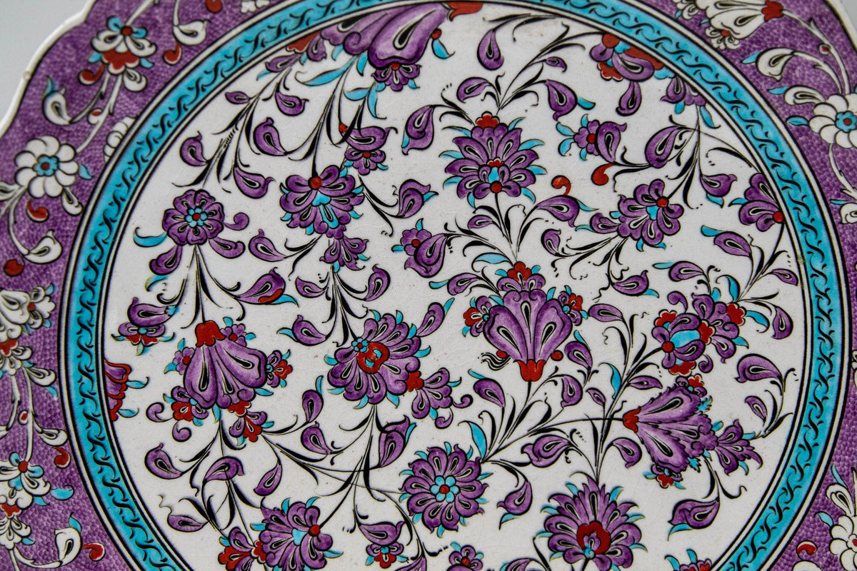 Turkish Kütahya Pottery Hand Painted Wall Hanging Plate with Iznik Pattern 1950s — additional view 8