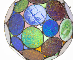 Vintage Large Moroccan Moorish Multi-Color Glass Orb Lantern