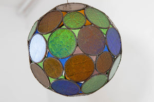 Vintage Moroccan Multi-Color Glass Orb Lantern Moorish Style