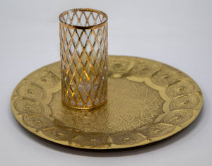 Moroccan Brass Tray Vintage Moorish Islamic Metalwork 12 in. Diameter 1950s