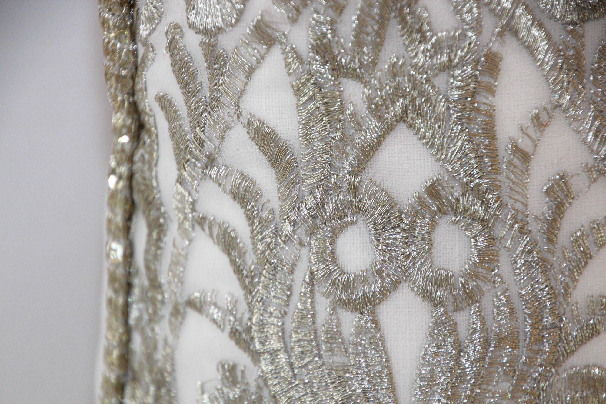 Turkish Moorish Ottoman Style Throw Pillow with Silver Metallic Embroidery