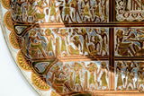 Egyptian Round Brass Tray with Silver and Copper Overlay Wall Hanging Decor