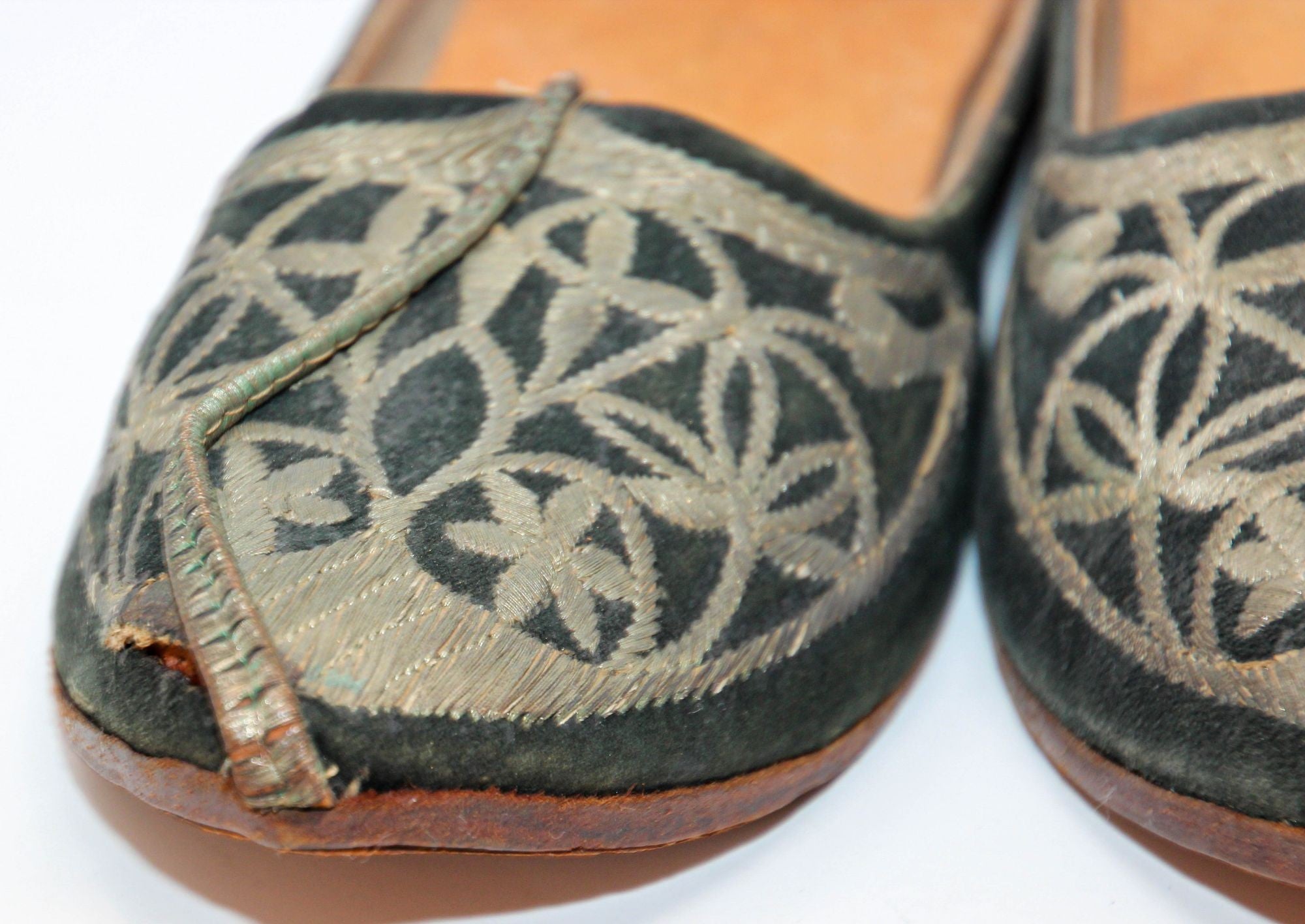 Moorish Mughal style Curled Toe Black Leather Shoes from Tony Duquette Estate
