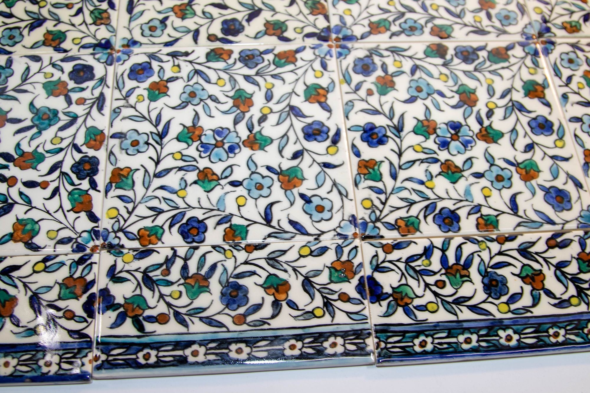 Vintage Iznik Islamic Porcelain Tiles Hand painted Set of 35 Tiles