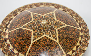 1920 Persian Khatam Kari Footed Wooden Circular Jewelry Box