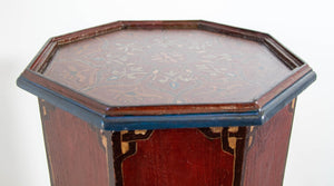 Moroccan Pedestal Table in Moorish Hand Painted Design Octagonal Shape 1960s