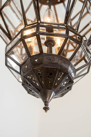 Vintage Moroccan Clear Glass Lantern Moorish Granada Spanish Style