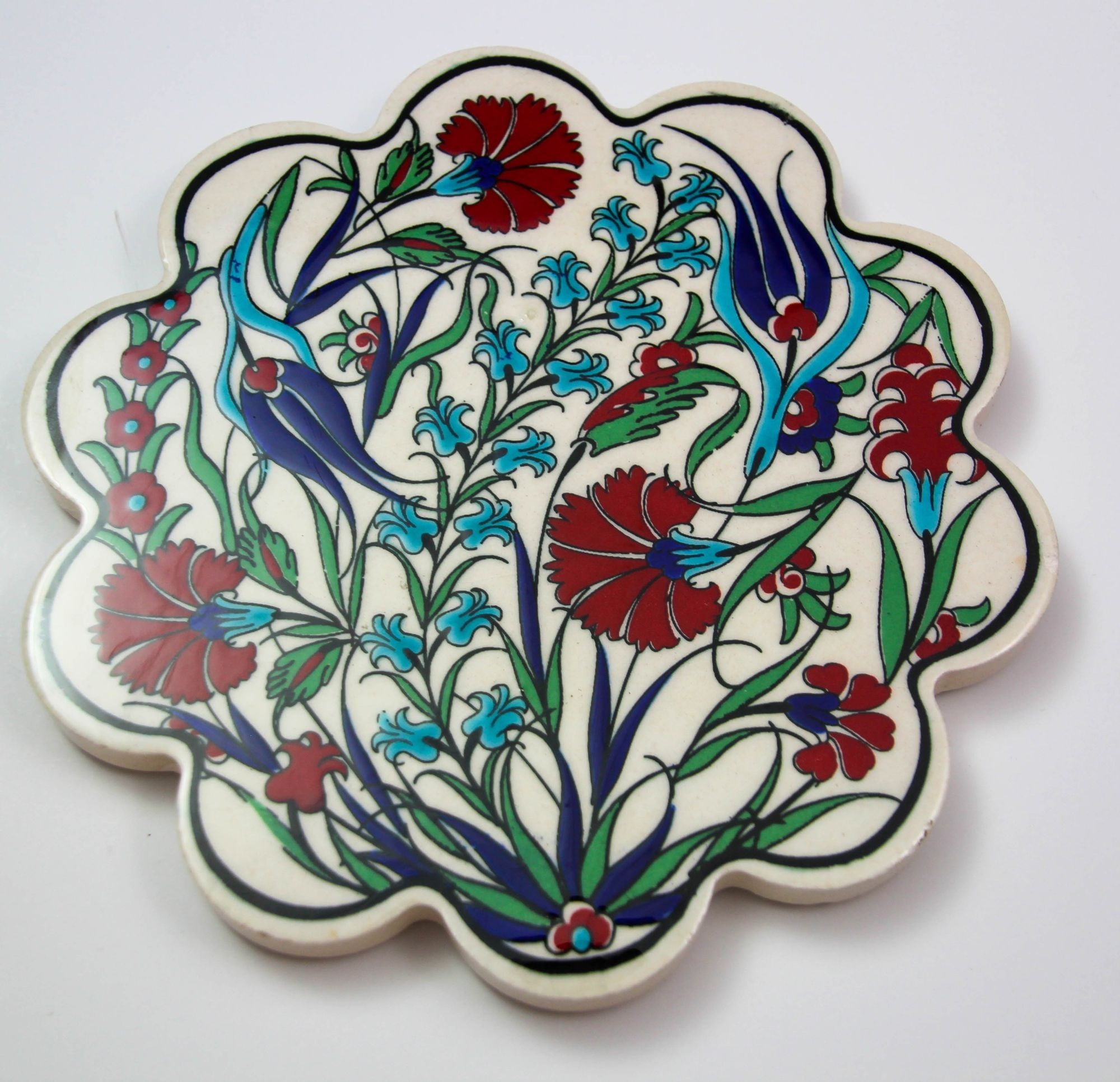 Turkish Iznik Style Ceramic Tiles Set of 3