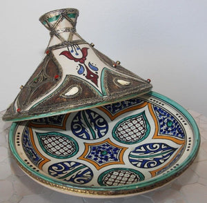 Moroccan Ceramic Tajine from Fez