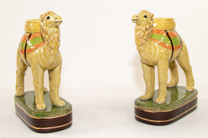 Vintage Porcelain Camel Sculptures Figurines Bookends