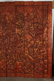 Antique Monumental Asian Hand-Carved Wooden Decorative Mural Panel 8ft