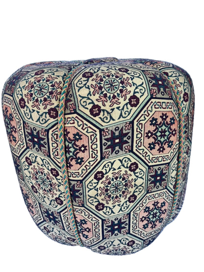Moroccan Pouf Upholstered in Moorish Textile Fabric Stool