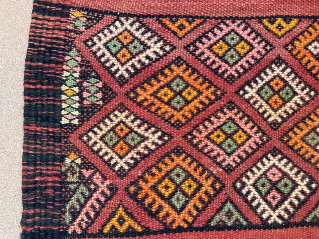 Vintage Hand-Woven Berber Kilim Rug by Moroccan Artisans, 6.5x10 ft