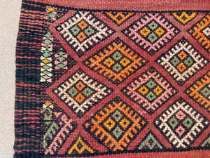 1960s Vintage Flat-Weave Berber Moroccan Rug