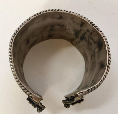 Vintage Moroccan Berber Tribal Bracelet, Handcrafted Metal Cuff, 1950