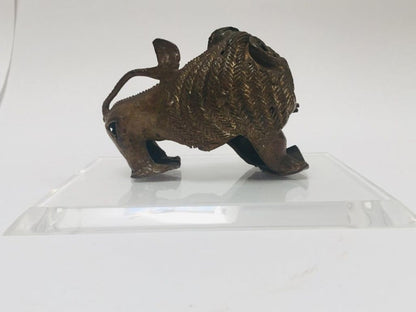 Vintage West African Cast-Brass Mythical Lion Folk Art Sculpture, circa 1960