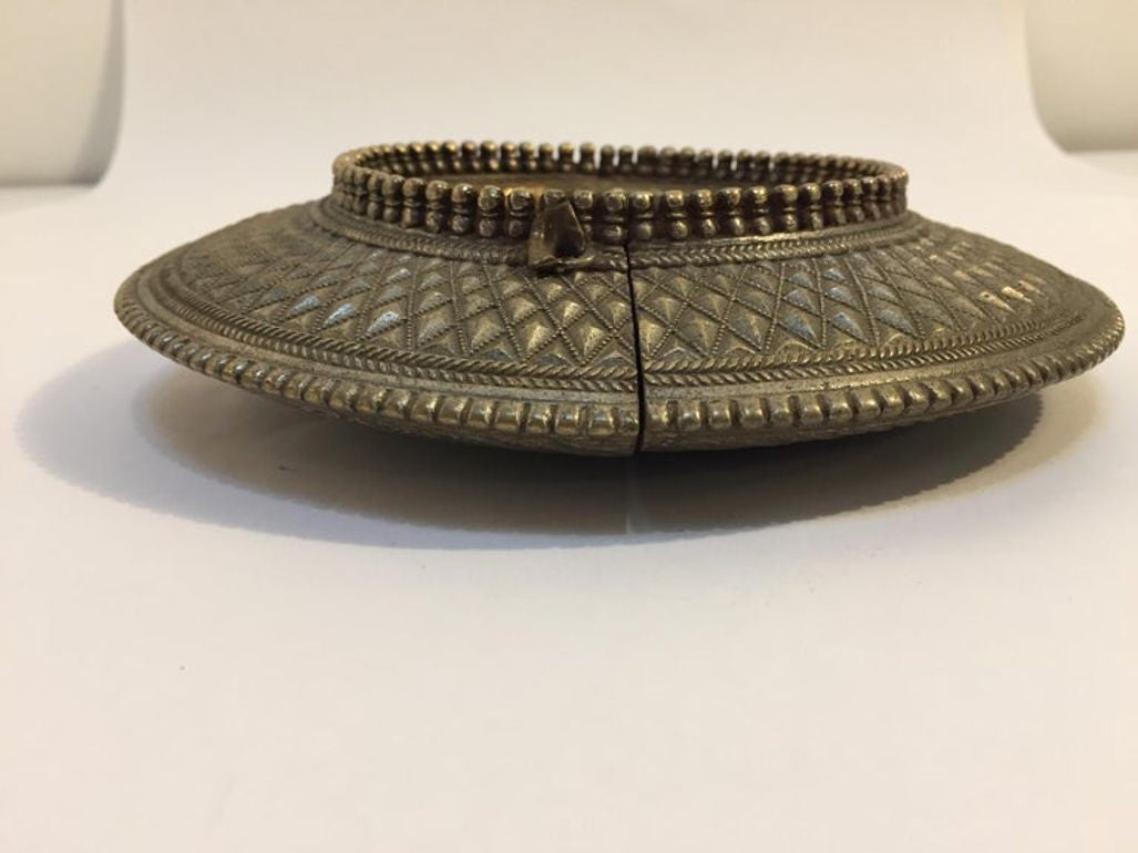Antique Indian Dhokra Tribal Brass Anklet Repurposed as Catchall, circa 1920