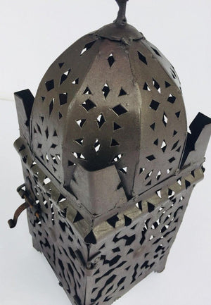 Moroccan Hurricane Metal Candle Lantern Indoor or Outdoor