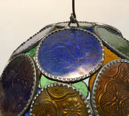 Handcrafted Moroccan Moorish Glass Orb Lantern with Multi-Color Glass