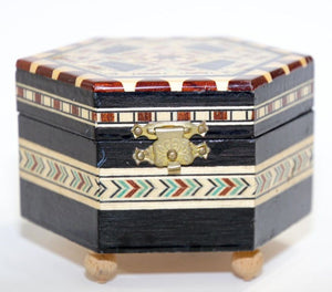 Mosaic Marquetry Octagonal Music Box Granada Moorish Spain