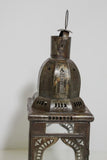 Moroccan Metal Candle Lantern in Moorish Square Metal and Clear Glass