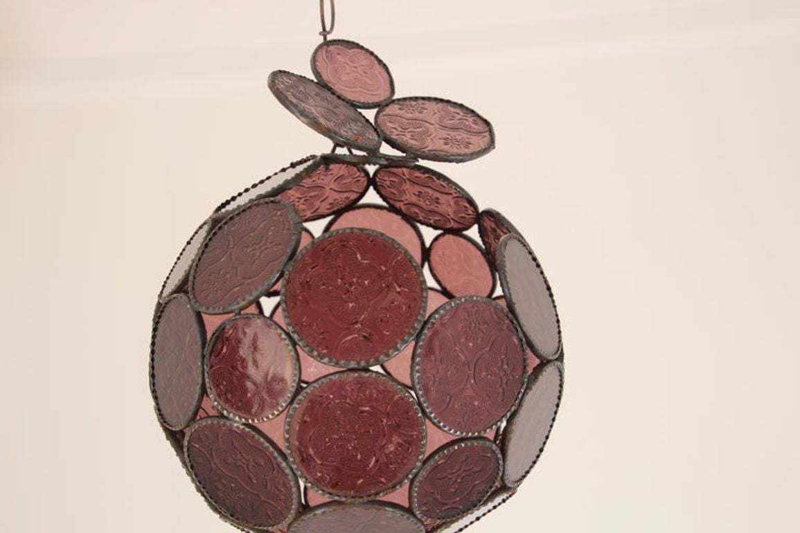 Handcrafted Moroccan Moorish Lavender Glass Lantern or Orb Pendant
