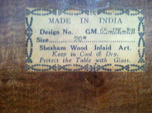 Anglo Indian Mughal Teak Inlaid Square Side Table
