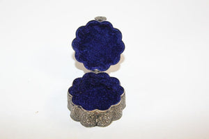 Antique Mughal Silver Chased Collectible Box Trinket Pandan Box, North India