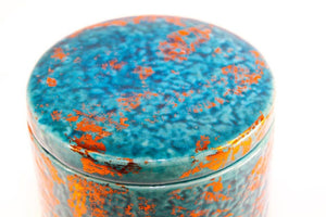 Moroccan Ceramic Blue and Copper Urn with Lid