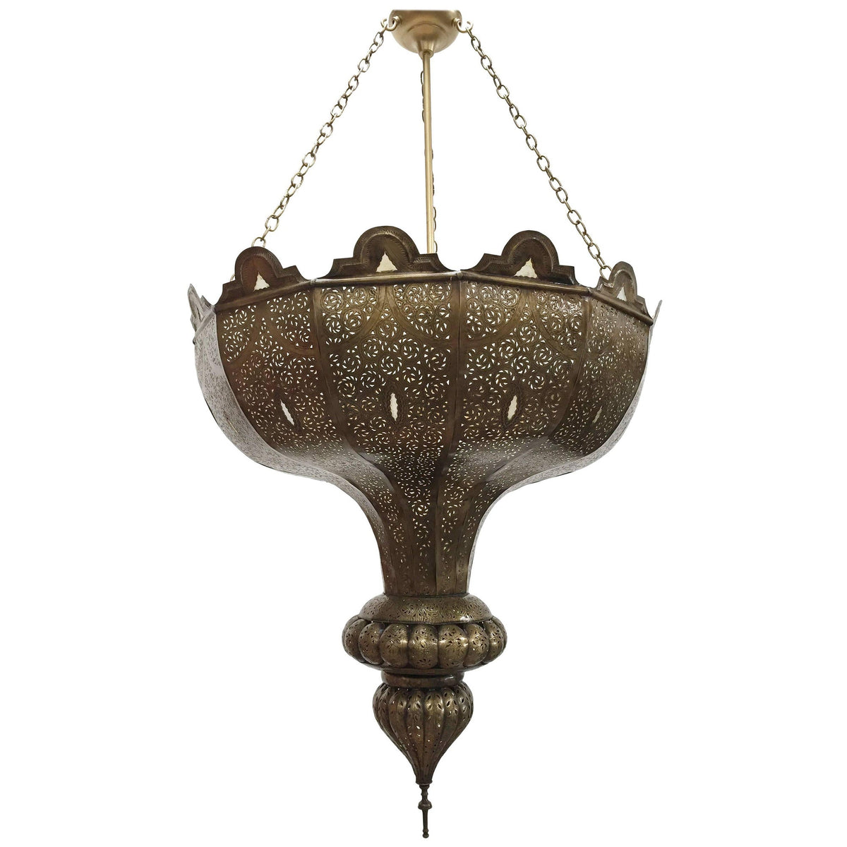Vintage Large Brass Moroccan Chandelier in Alberto Pinto Moorish Style