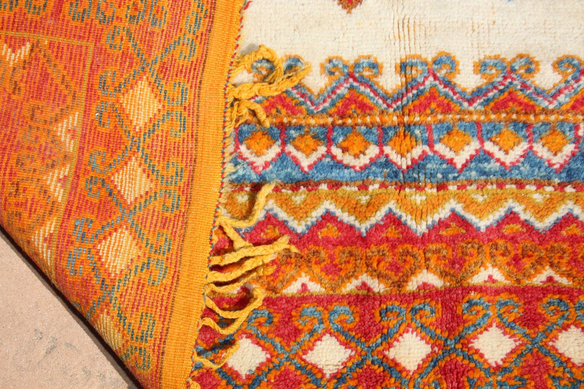 Vintage Moroccan Orange Berber Rug, Hand-Knotted Wool, 1960