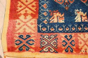 1960s Vintage Moroccan Tribal African Rug Indigo and Burnt Orange