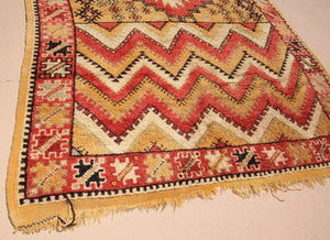 1960s Moroccan authentic Berber Rug Orange Yellow and Ivory 10 ft x 5ft.