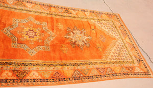 1960s Moroccan Berber Rug Burnt Orange 16ft Long