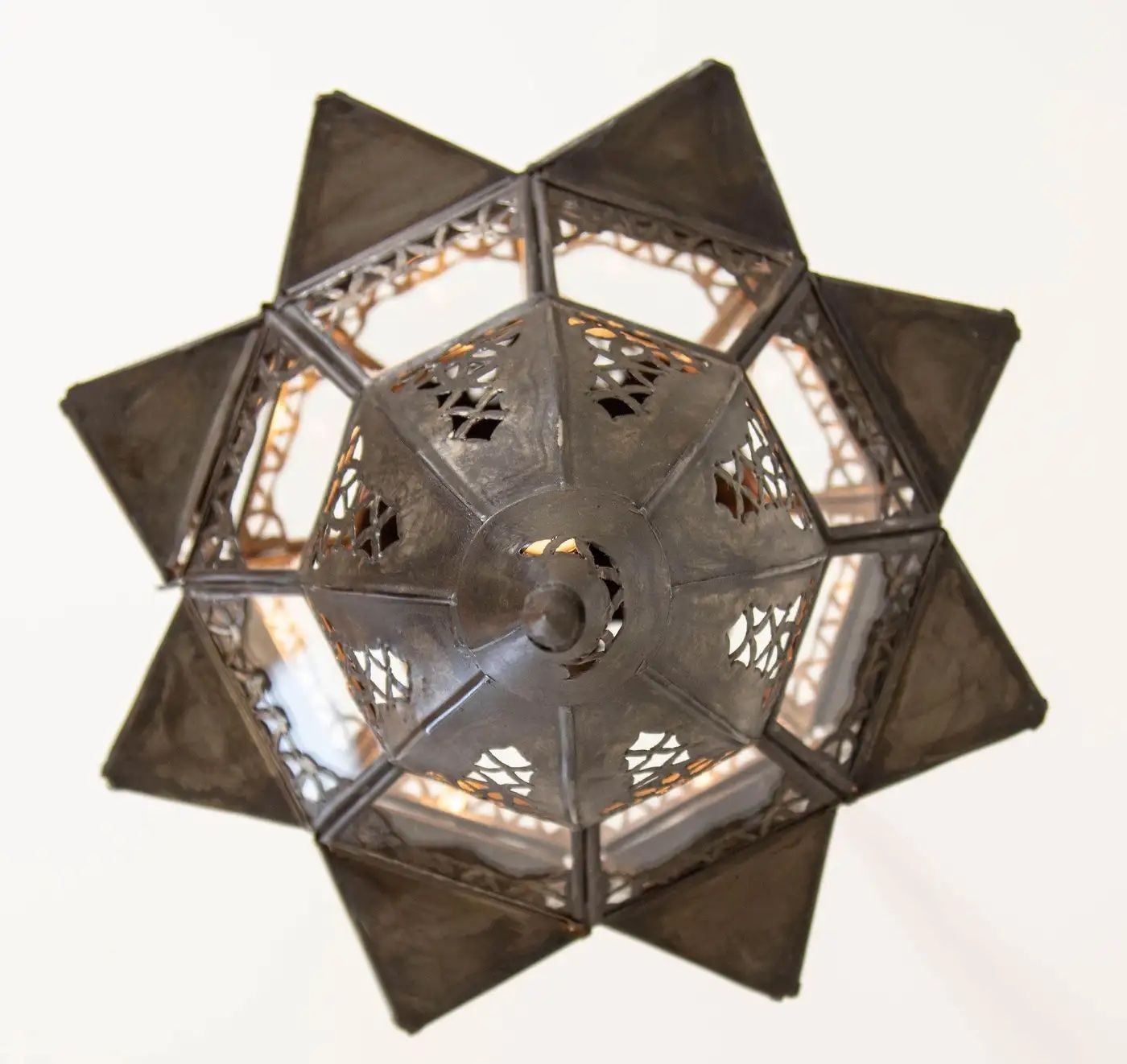 Moroccan Hanging Glass Lantern in Moorish Star Shape