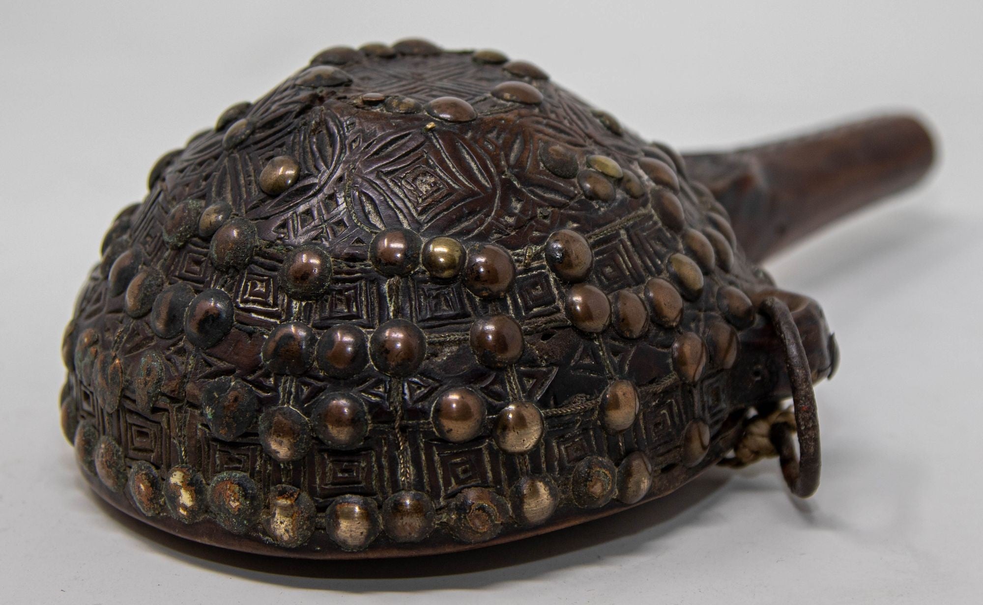 Antique African Moroccan Tribal Carved Wood Flask 19th C.