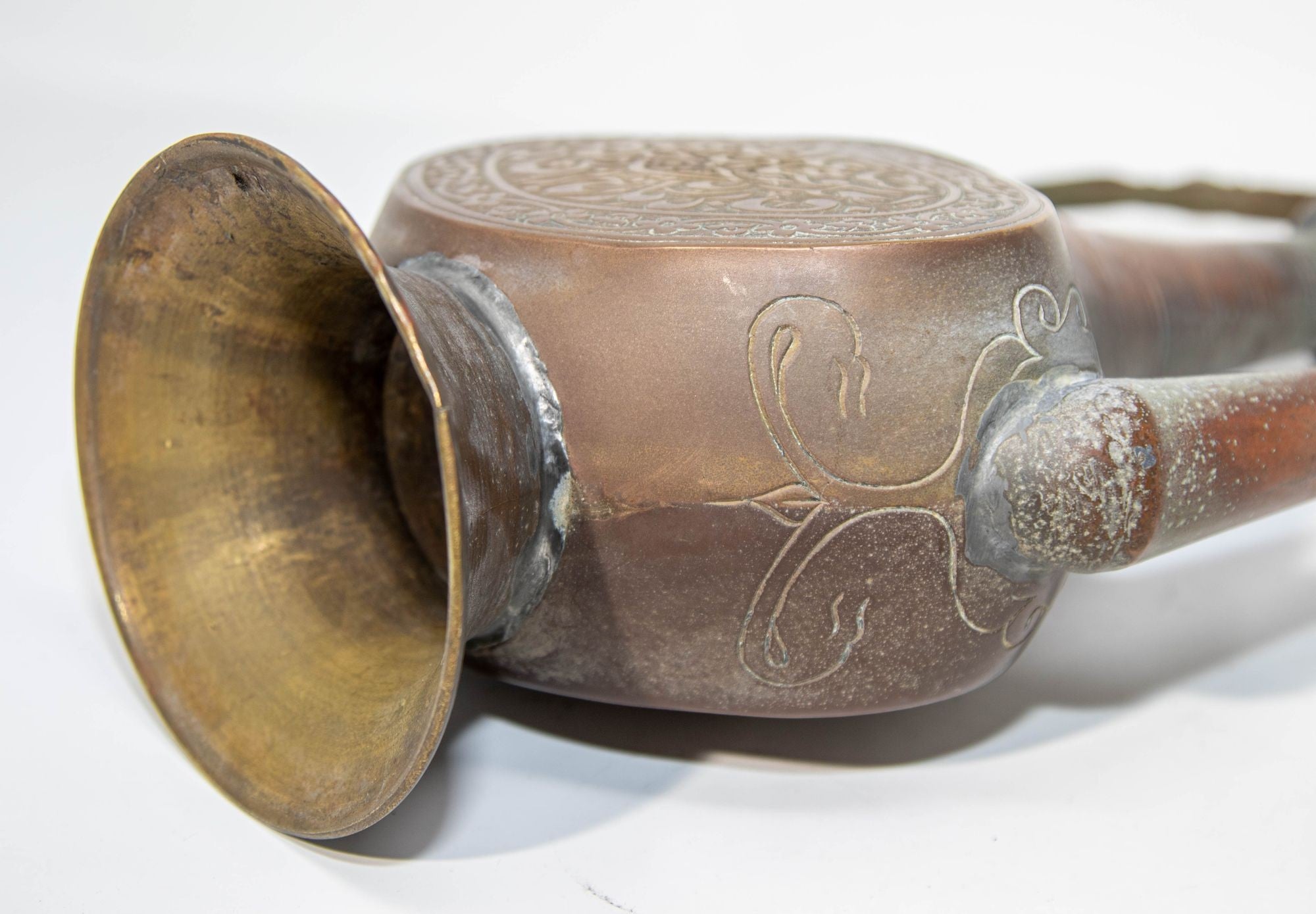 Antique Islamic Middle Eastern Qajar Persian Copper Ewer 19th Century