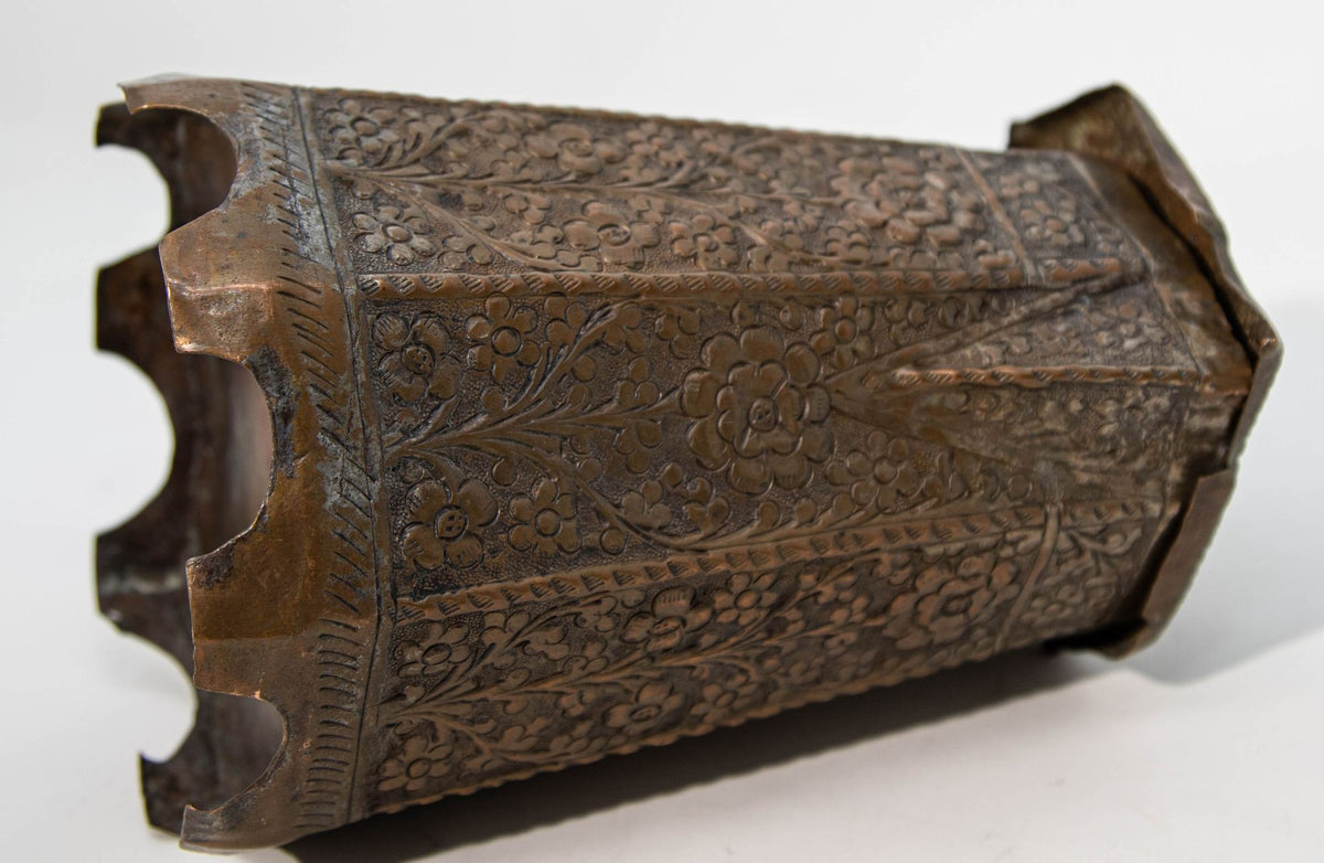 19th Century Antique Indo-Persian Copper Teapot with Floral Design