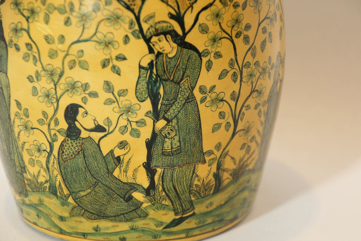 Islamic Kashmir Hand Painted Paper Mache Tea Caddy Storage Box 1950s