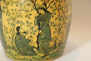 Islamic Kashmir Hand Painted Paper Mache Tea Caddy Storage Box 1950s