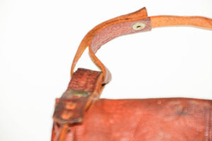 Moroccan Vintage Leather Handcrafted African Tuareg Bag with Fringes Wall Art