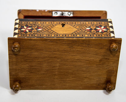 Moorish Spain Arch Top Wood Inaid Marquetry Jewelry Box