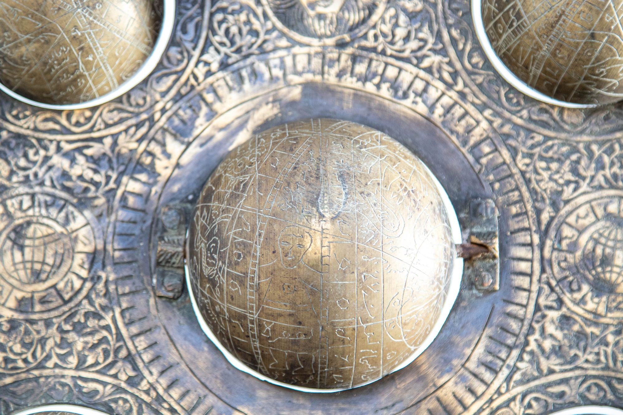 Islamic Cast Bronze Astrolabe with Five Celestial Globes Astronomical Instrument