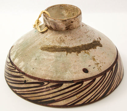 Antique 19th C. Moroccan Ceramic Bowl Polychrome Footed Dish Fez