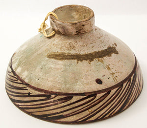 Antique 19th C. Moroccan Ceramic Bowl Polychrome Footed Dish Fez