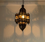 Moroccan Hanging Clear Glass Lantern in a Moorish Star Shape