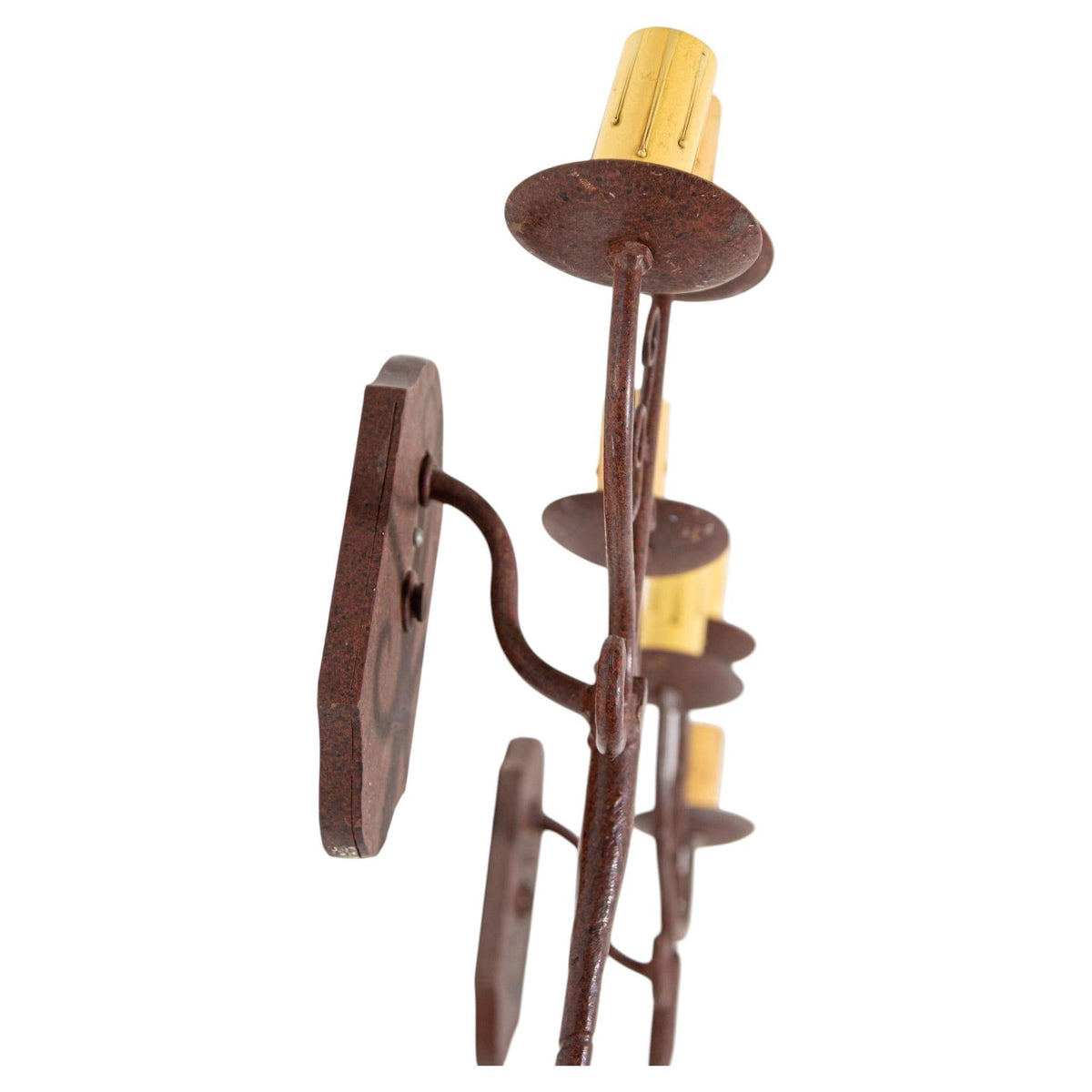 Pair of Vintage Spanish Revival Wrought-Iron Three-Light Wall Sconces — detail view 8